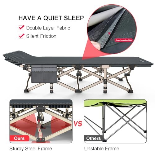 Camping Cot for Adults Comfortable, Tent Folding Cot for Sleeping, Large Size