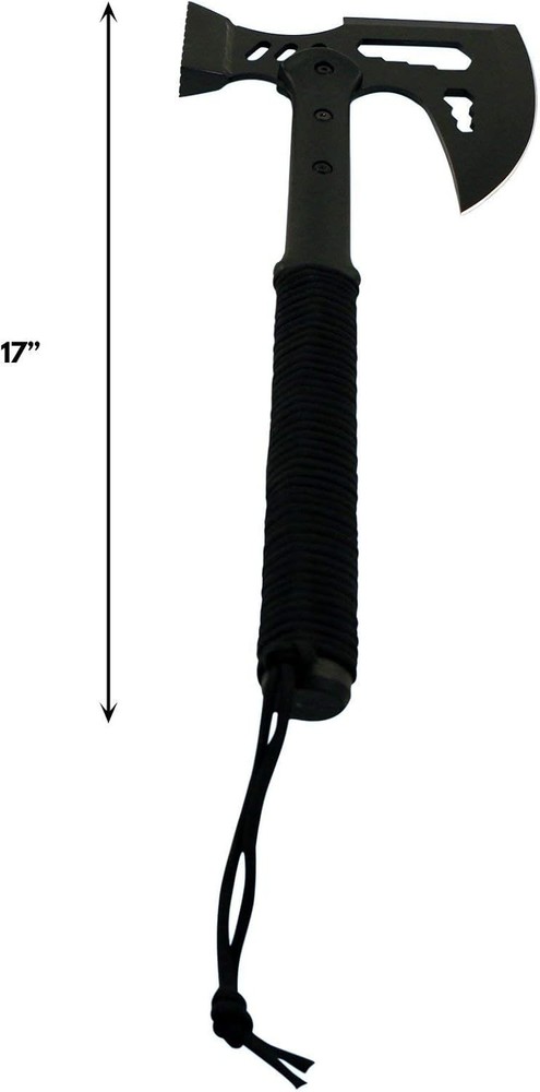 17" Black Tactical Tomahawk Throwing Axe Battle Survival Hatchet Multitool Blade
