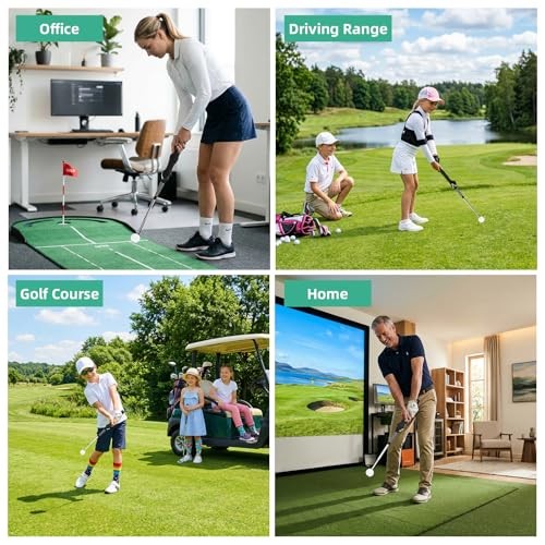 Retractable Golf Swing Trainer with Click Feedback, Grip Trainer & Arm Band