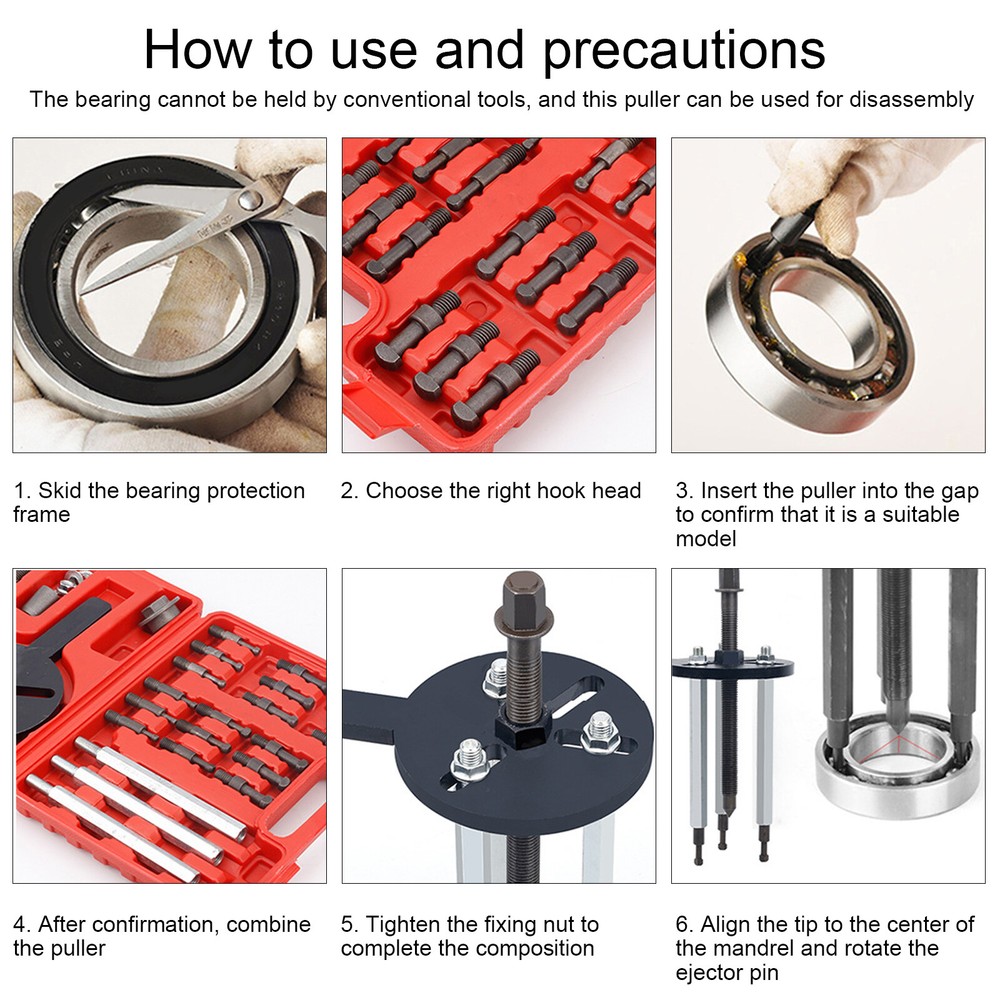 21-Pack 3 Jaws Bearing Puller Inner Hole Puller Removal Disassemble Tool Sets