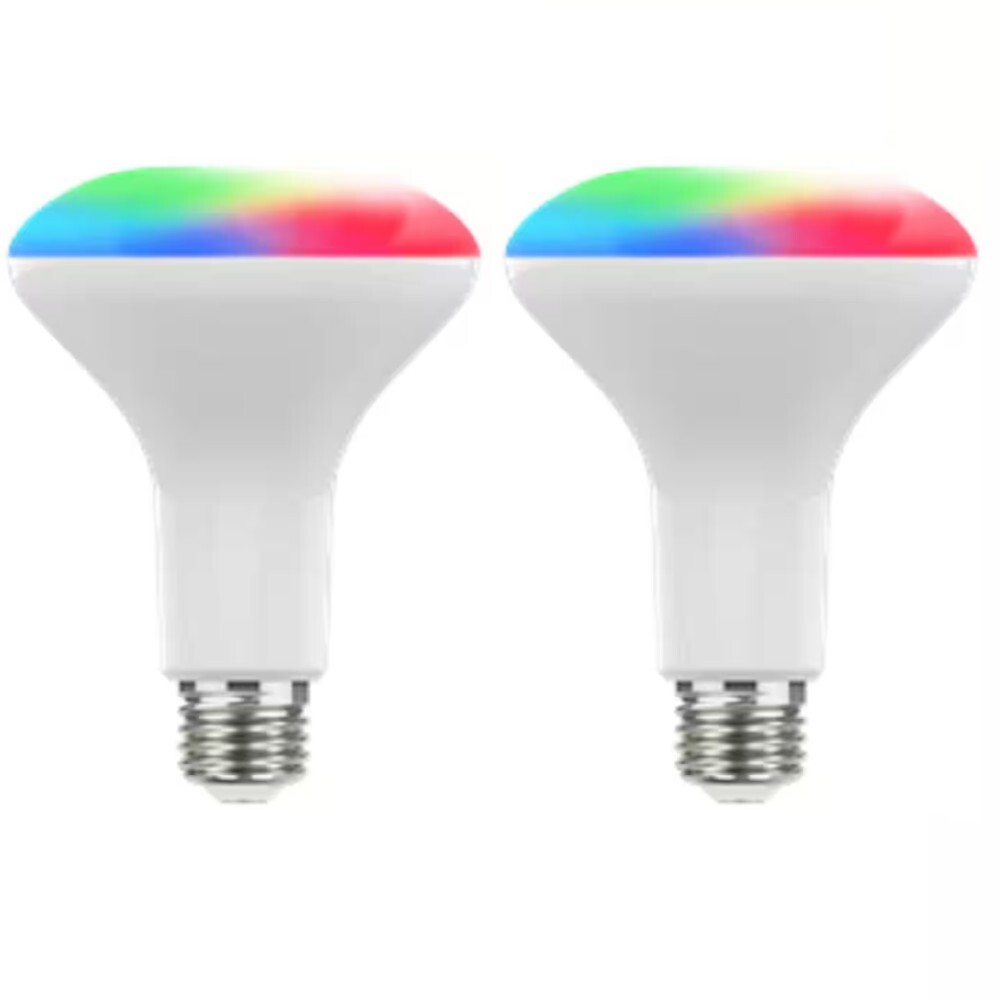 EcoSmart 2-Pack 65W Equivalent Smart Hubspace BR30 Color Changing LED Light Bulb