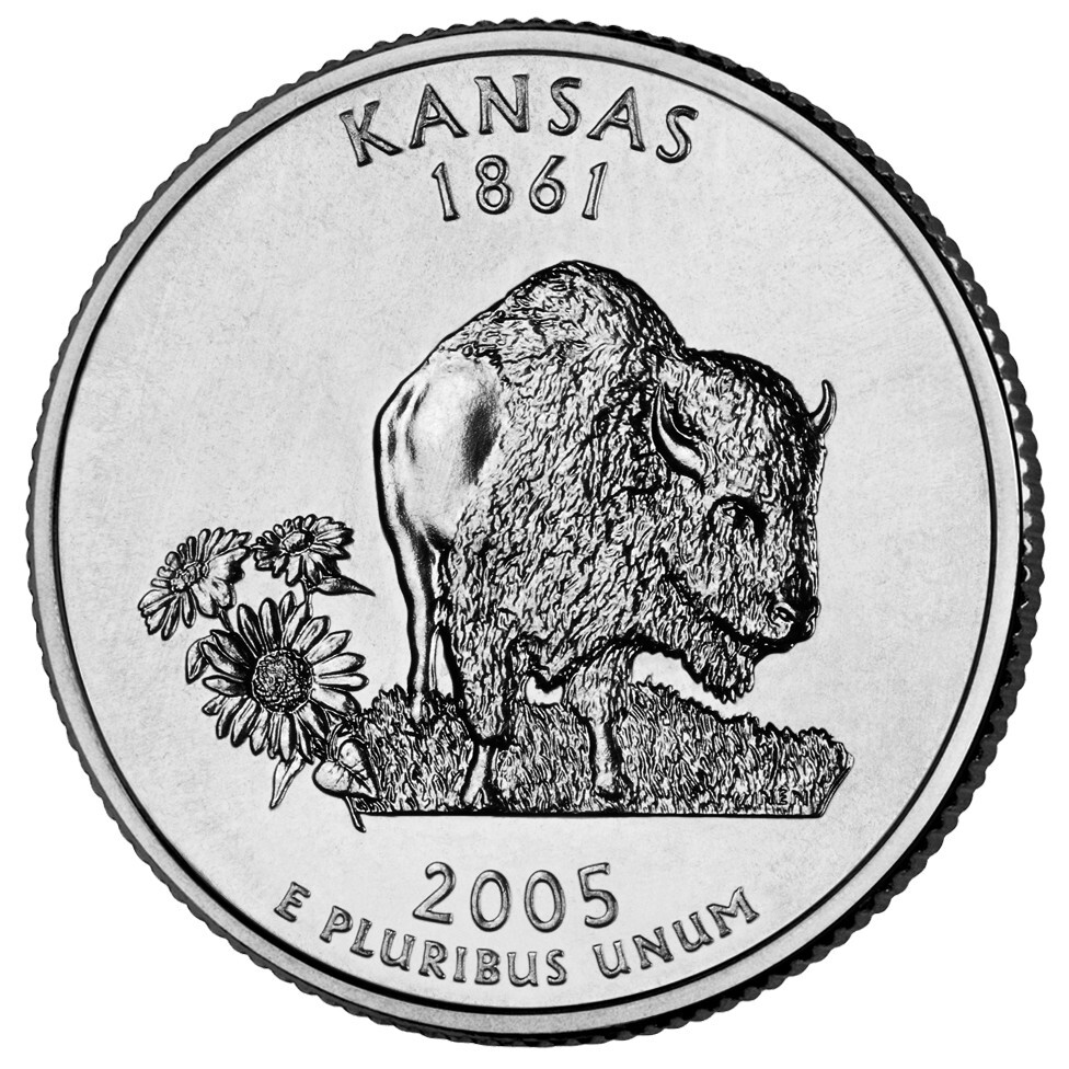 2005 D Kansas State Quarter.  Uncirculated from US Mint roll.