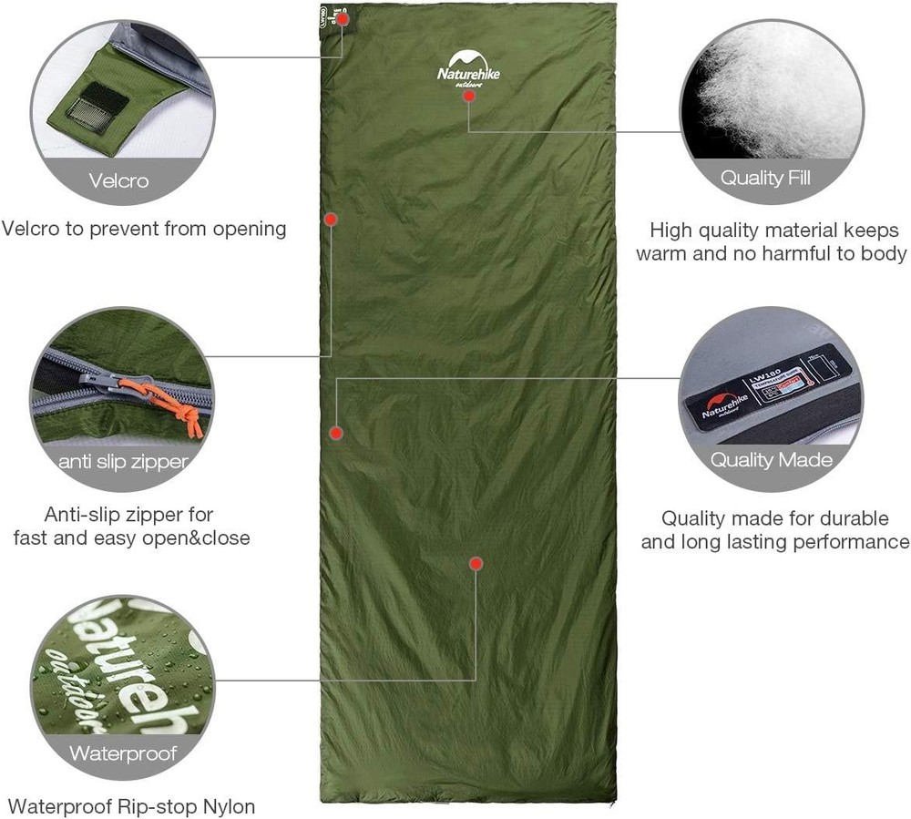 Lightweight Compact Sleeping Bag, 59℉/32℉ Envelope Ultralight Backpacking Sle...