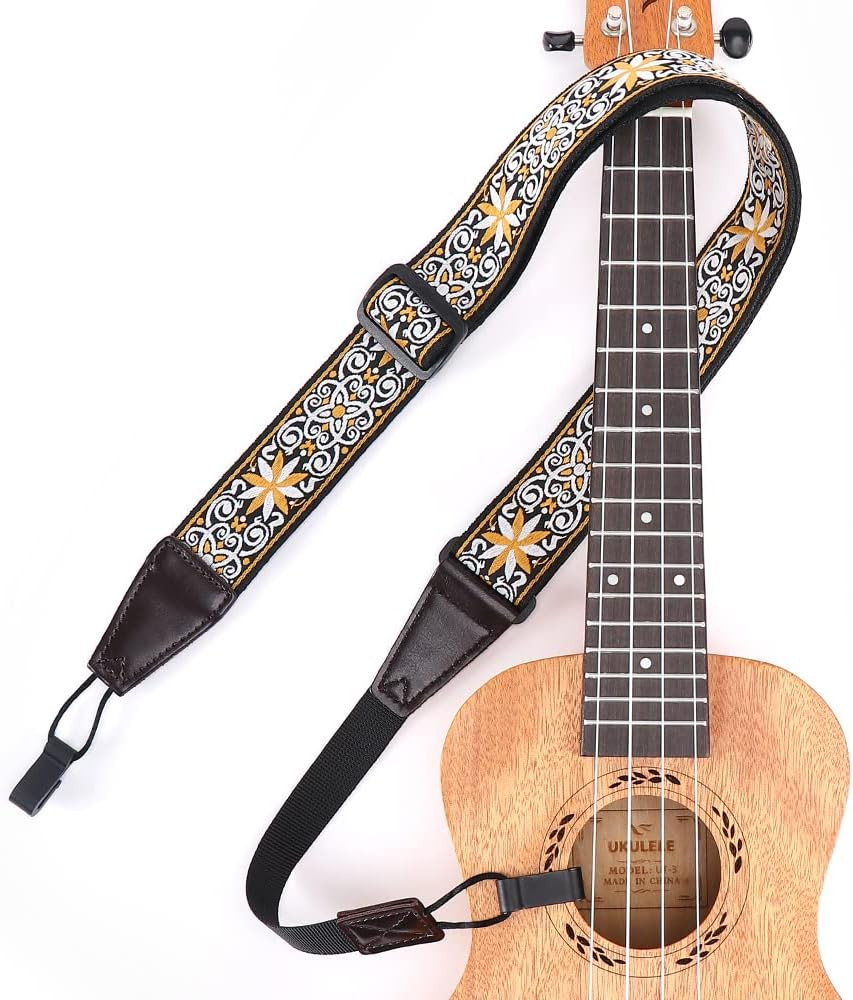 Ukulele Strap No Drill, Adjustable Double J Hook Clip on Uke Shoulder Strap, Haw