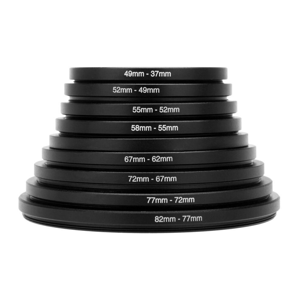 18pcs Camera Lens Filter Adapter Kit 9pcs Step Up Ring & 9pcs Step Down Set