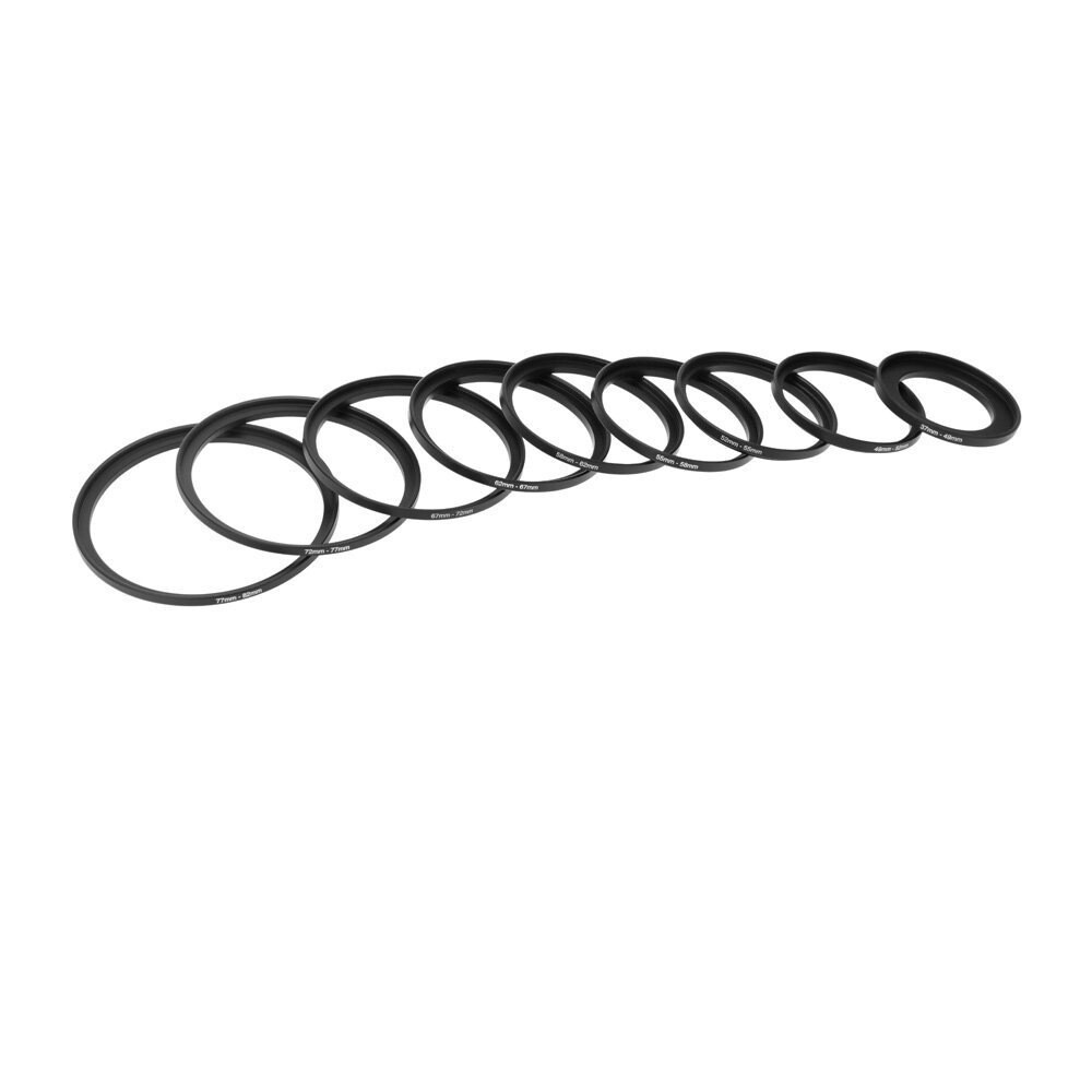 18pcs Camera Lens Filter Adapter Kit 9pcs Step Up Ring & 9pcs Step Down Set