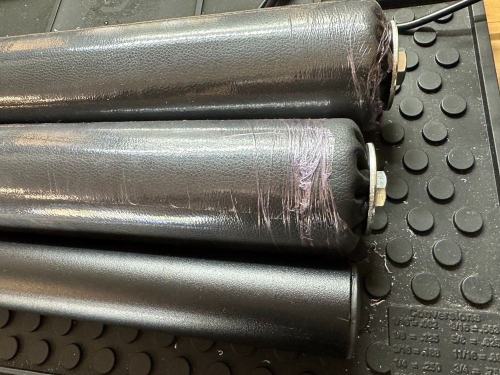 Power rack bolt on leg rollers with weight horn attachment