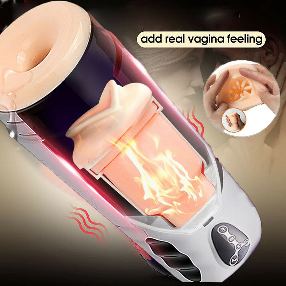 Telescopic Heating Handsfree Automatic Rotating Male Masturbators Cup Lubricants