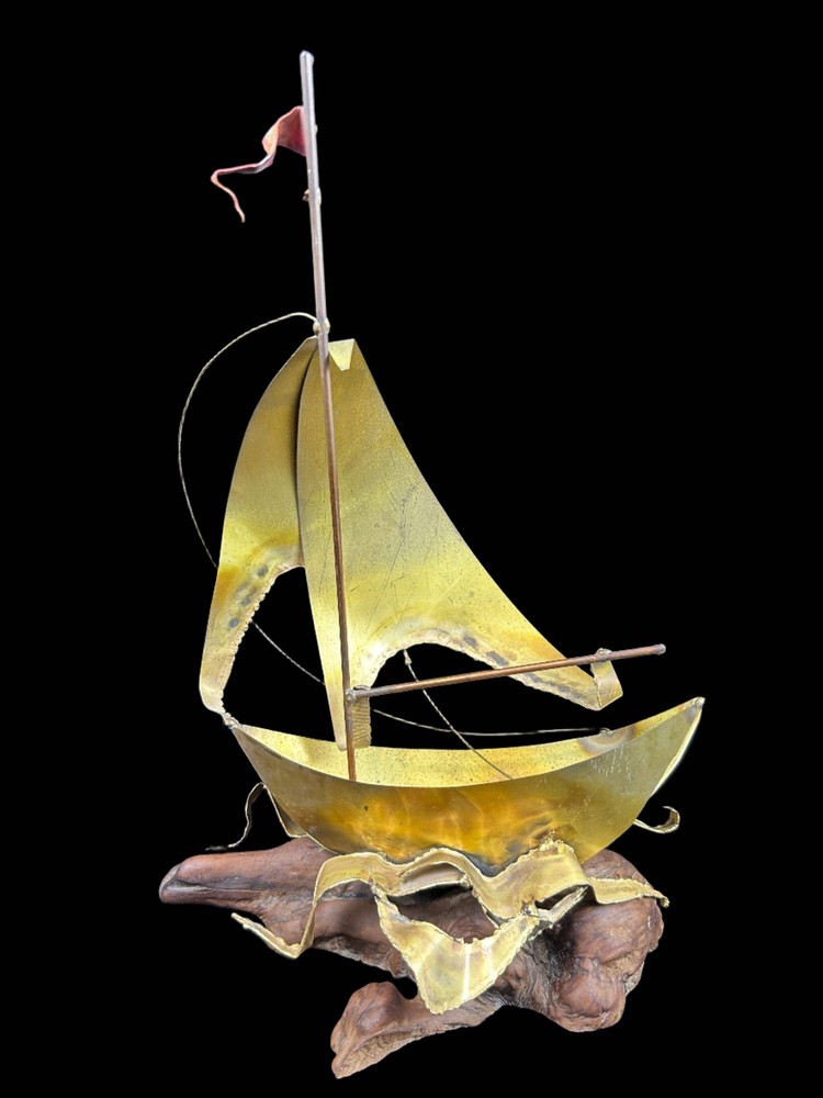 Brass Ship on Driftwood