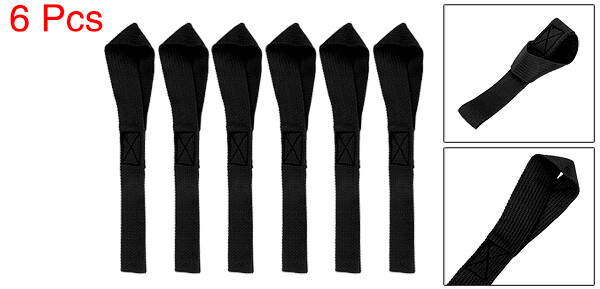 SIX Black 2.5 x 20.5cm Cargo Belt Loop Tie Down Strap for Motorcycle