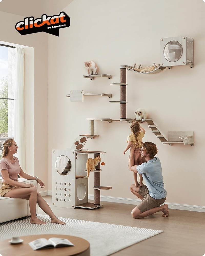 Feandrea 39.7" Wall-Mounted Cat Tree Tower with Scratching Posts & Perches