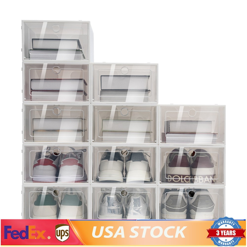 24pcs Clear-Front Shoe Storage BoxesFoldable Stackable PP Sneaker Container
