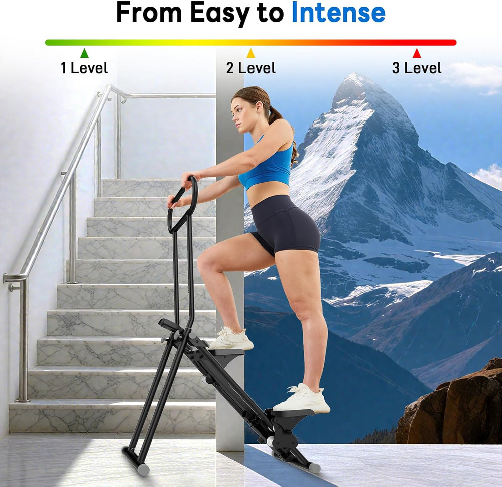 ERGOLIFE Stair Stepper with 6-Level Adjustable Resistance, 350Lbs Upgrade Foldab