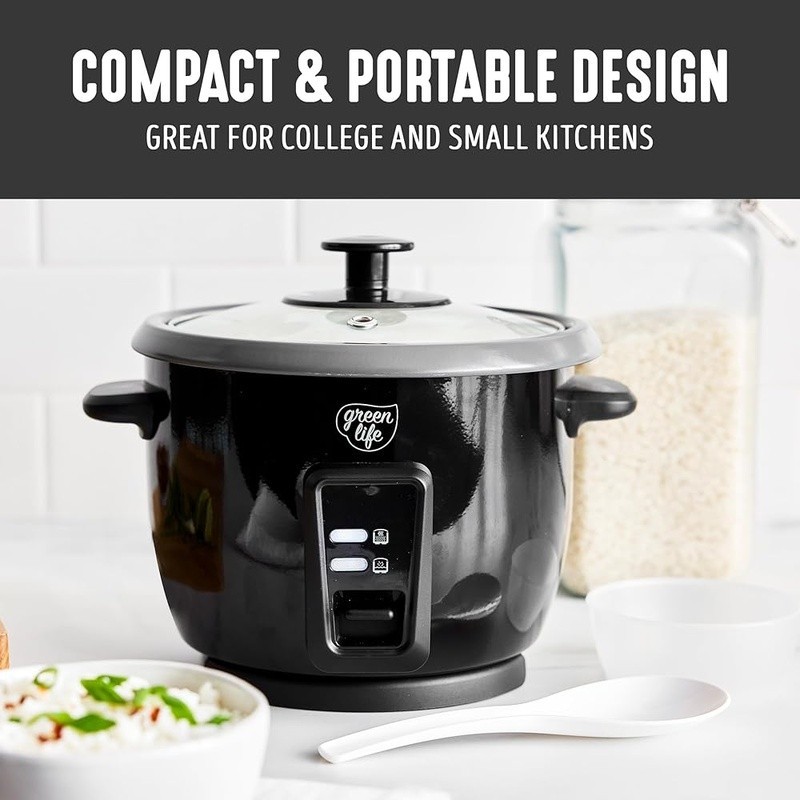 Ceramic Nonstick Rice Cooker 6 Cups Automatic Keep Warm Compact Easy Clean New