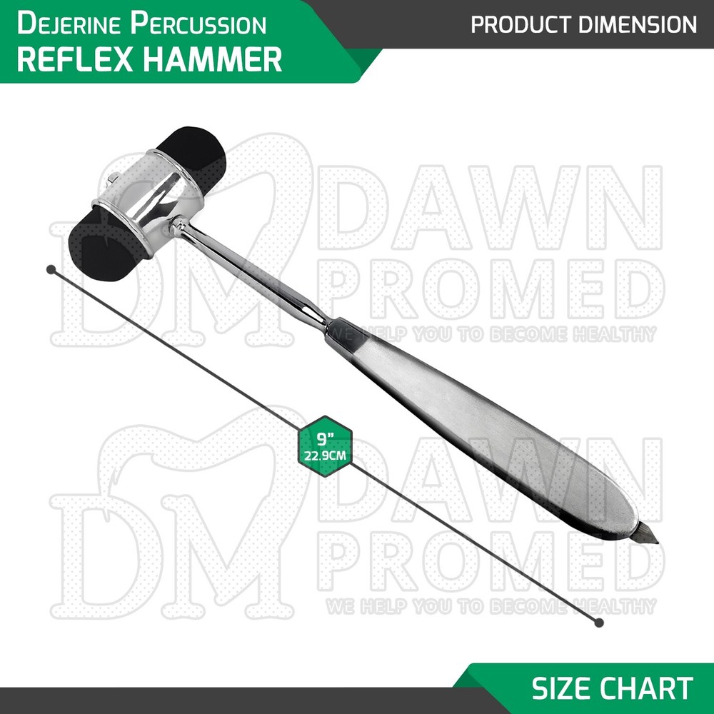Dejerine Percussion Hammer 9" W/Dual Rubber Head & Needle Diagnostic Instruments