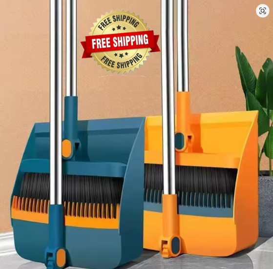 Broom and Dustpan Set Foldable Long Handle Easy Sweep Cleaning Kit