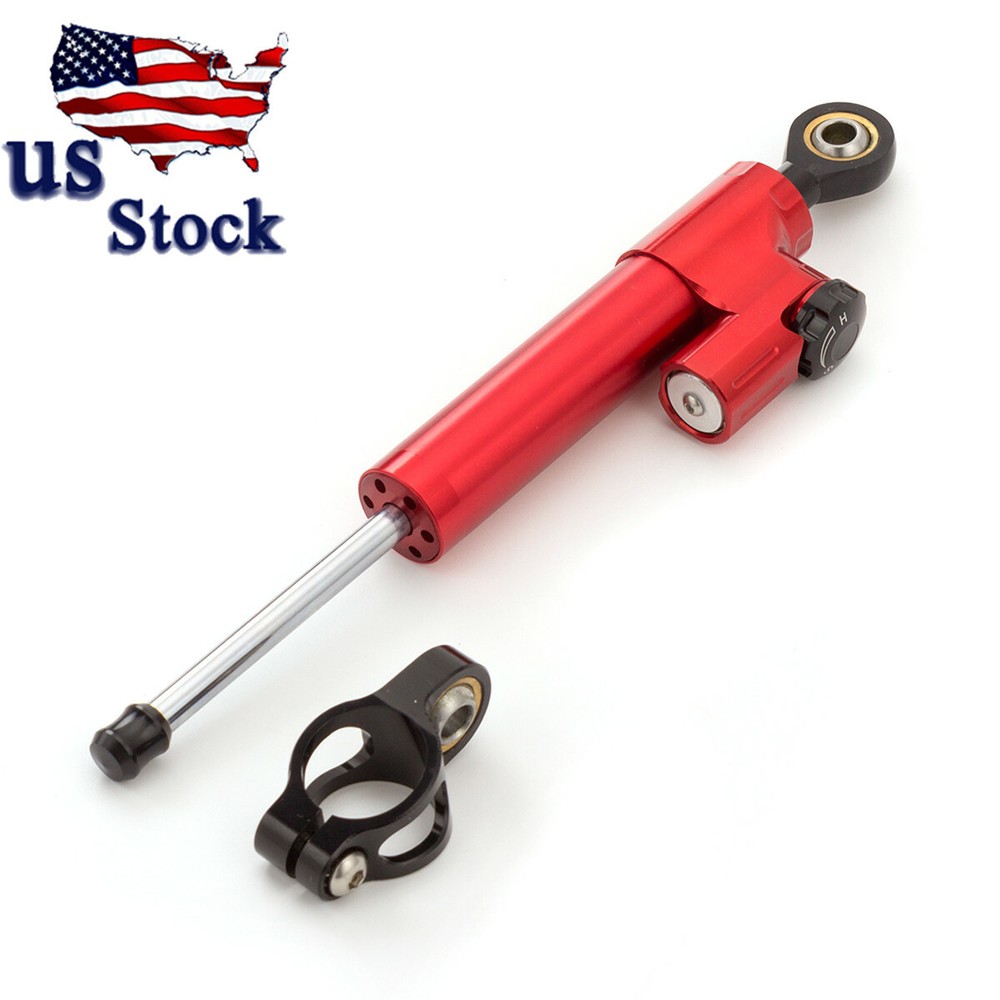 CNC Red US Steering Damper Motorcycle Stabilizer Linear Reversed Safety Control