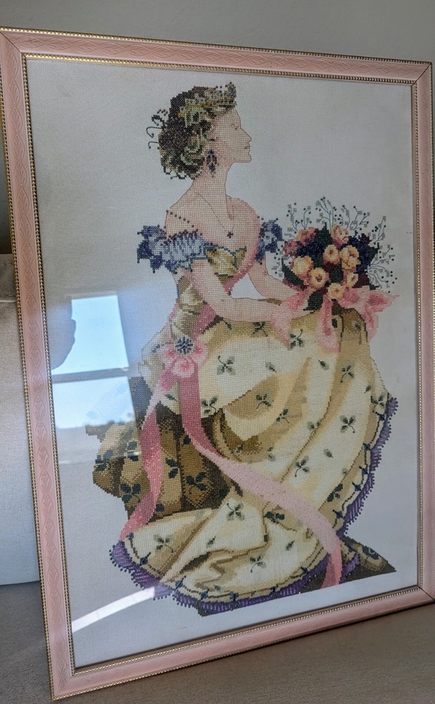 Mirabilia Discontinued SPRING QUEEN Framed Completed Cross Stitch