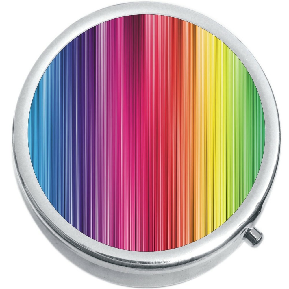 Rainbow Stripes  Medicine Vitamin Compact Pill Box