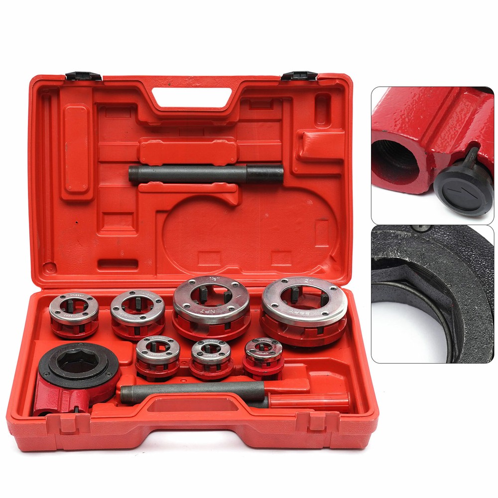 7 Size Pipe Threader Kit Pipe Thread Cutter Tap Bar Head Pipe Die Threading Sets