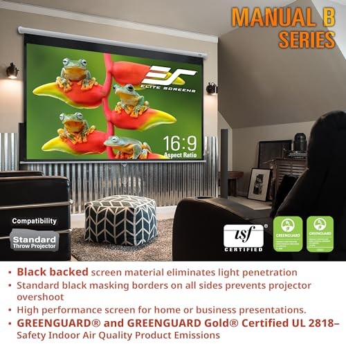 Manual B, 100-INCH Manual Pull Down Projector Screen Diagonal 16:9 100 INCH