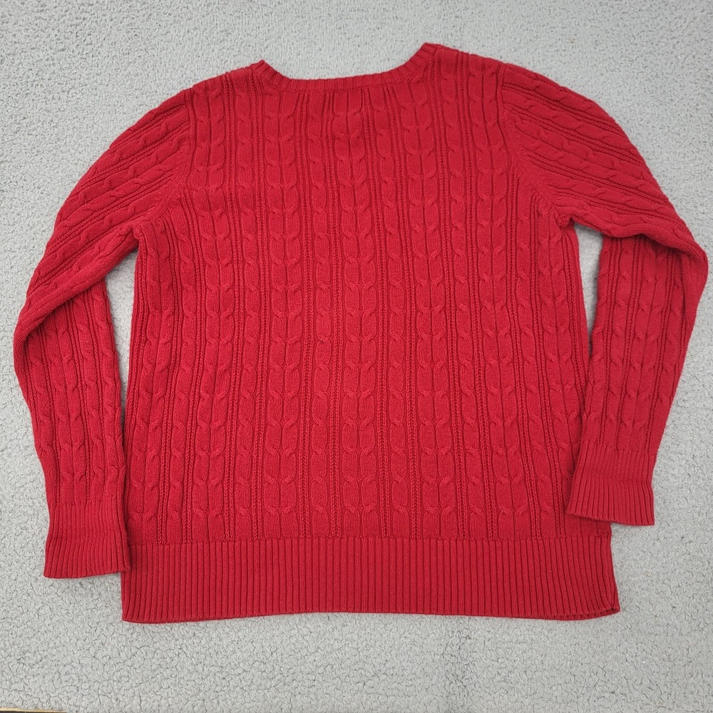 St. John's Bay Sweater Womens Medium Red Cable Knit Pullover
