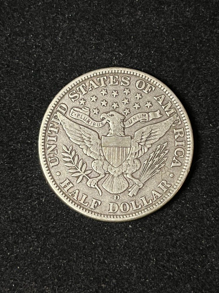 1908 d barber half dollar Vf