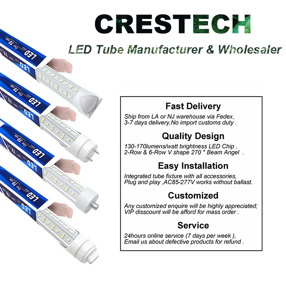 25 Pack 144W 8Ft Led Shop Lights Fixtures 8 Foot Led Tube Light Bulbs 6500K CW