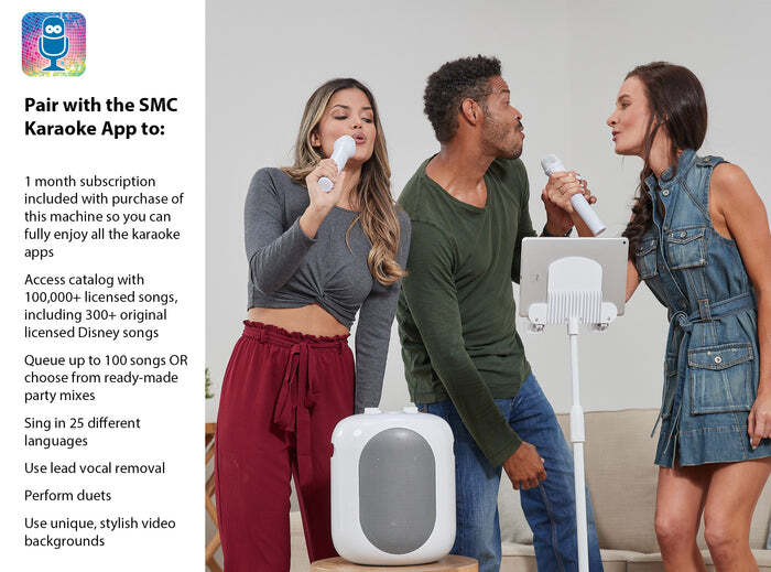 SINGING MACHINE SINGCAST ULTIMATE KARAOKE SYSTEM W/ MICROPHONES, WHITE