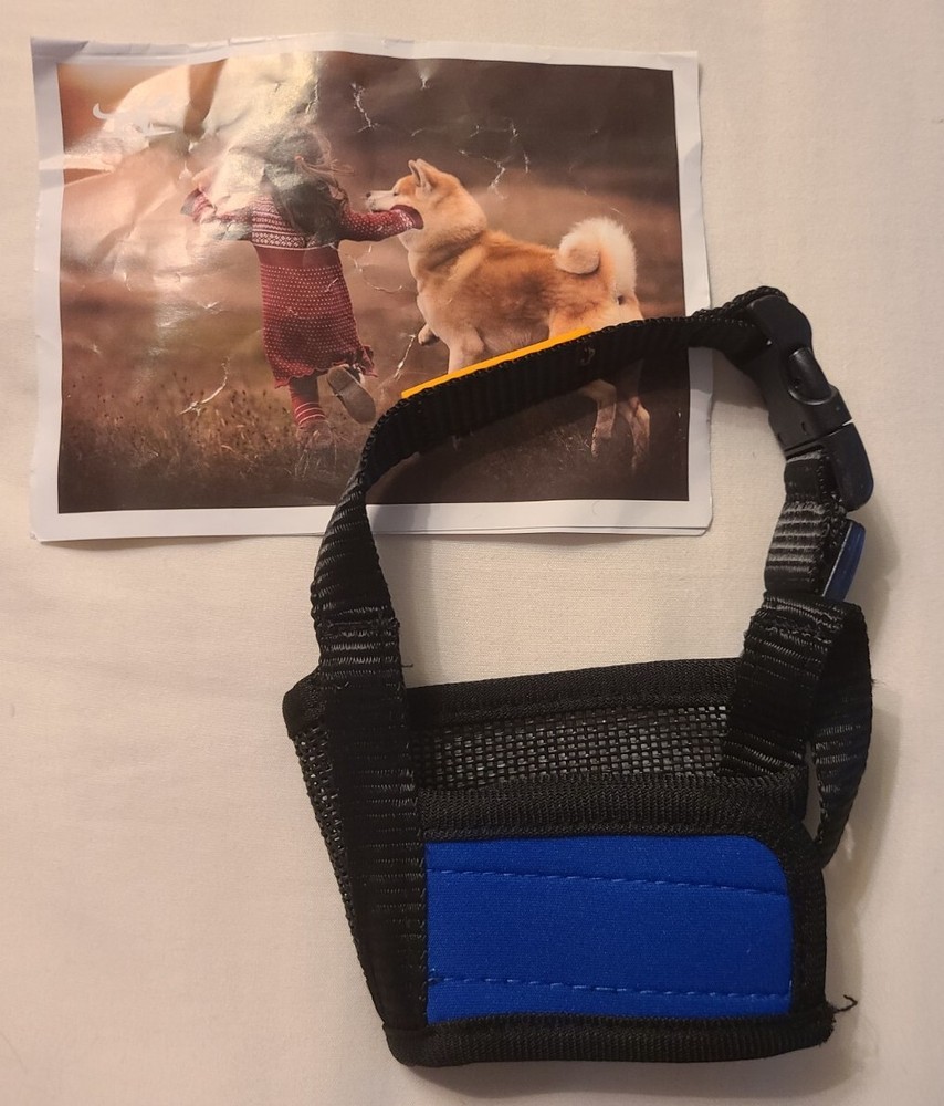 Soft Dog Muzzle Adjustable & Breathable Blue Medium