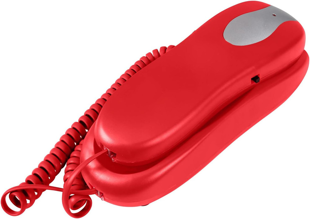 Slimline Red Colored Phone for Wall or Desk with Memory