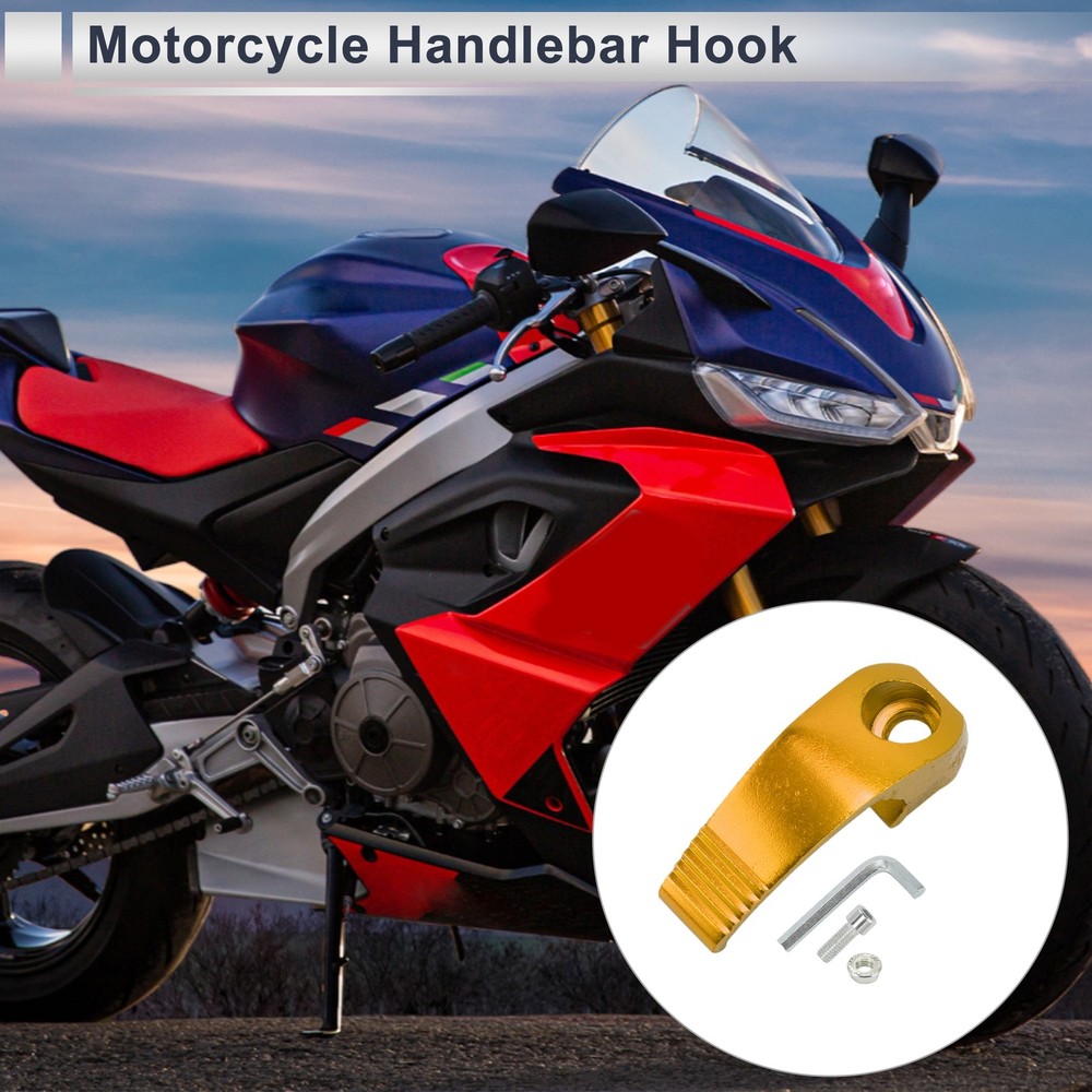 Rectangular Motorcycle Helmet Hanger Hook for Scooter in Al Yellow 1pc
