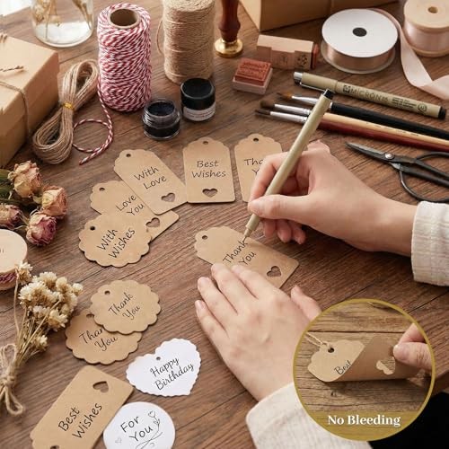 200Pack Gift Tags with String Attached, 3 Different Designs White and Style-1