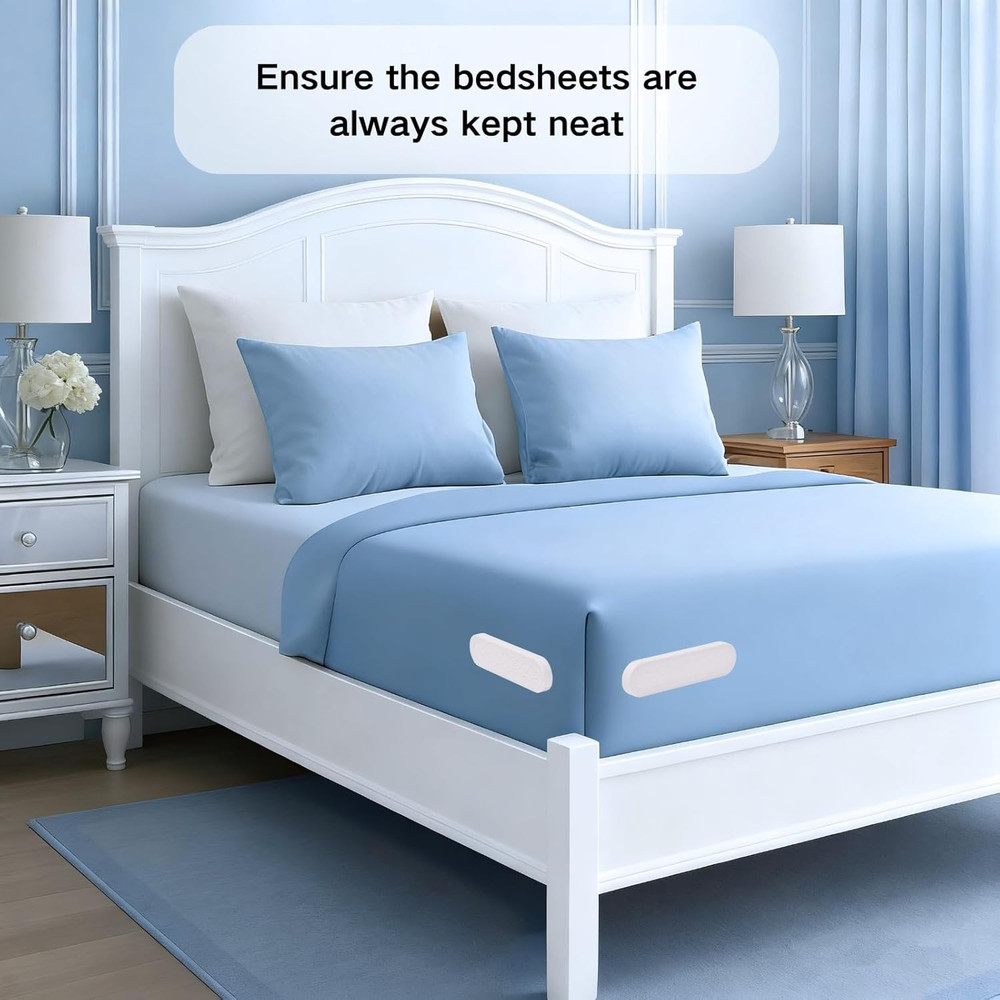 Durable Bed Sheet Holders for Corners - 4 Pack White Sheet Clips
