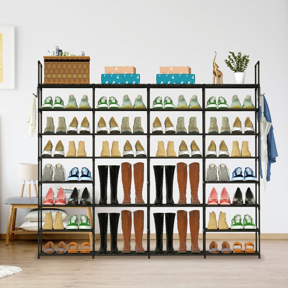 8-Tier Metal Shoe Rack Shelf Adjustable Entryway Stackable Storage Organizer