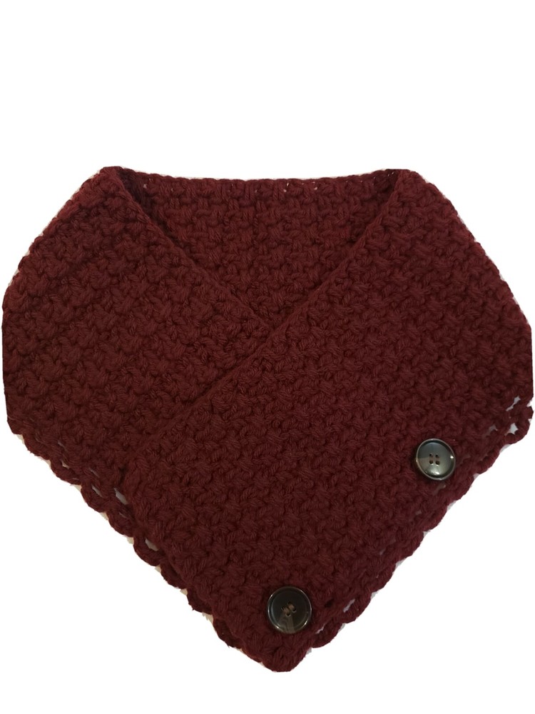 Hand Crochet marron rectangular scarf.