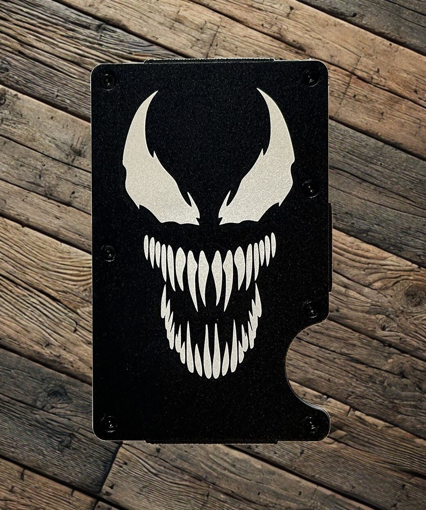 Venom Marvel Thin Metal RFID Blocking Wallet Slim Profile Engraved Spider-Man