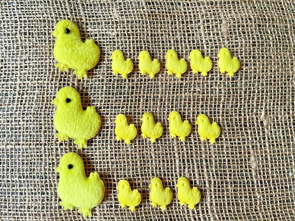 15pc Easter Chicks Fabric Applique Embellishments- Scrapbook Sewing patch H50