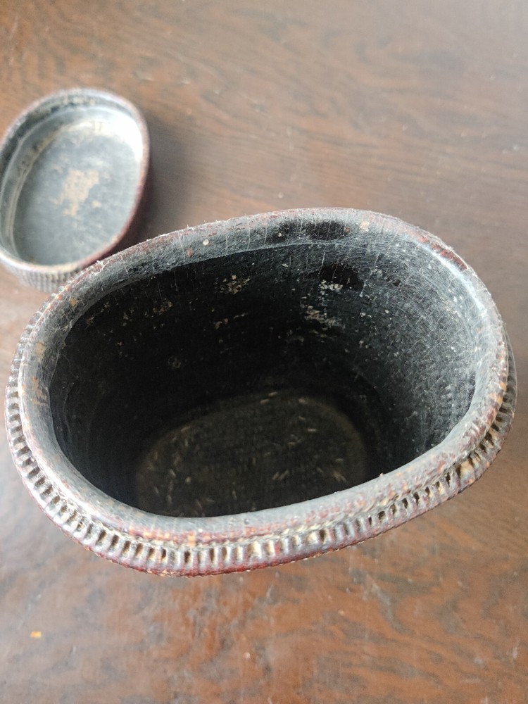 Superb Antique Japanese Wicker Ware Container Lidded Storage Box