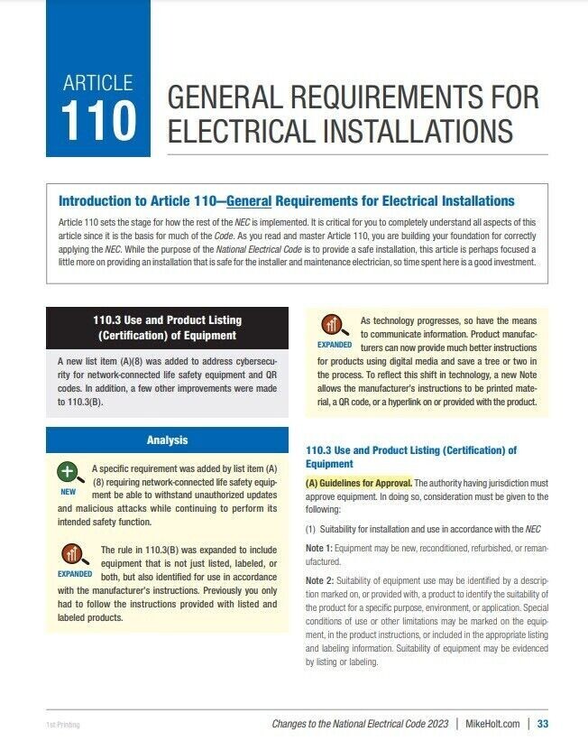 2023 Mike Holt's Changes to the National Electrical Code With Digital Answer key