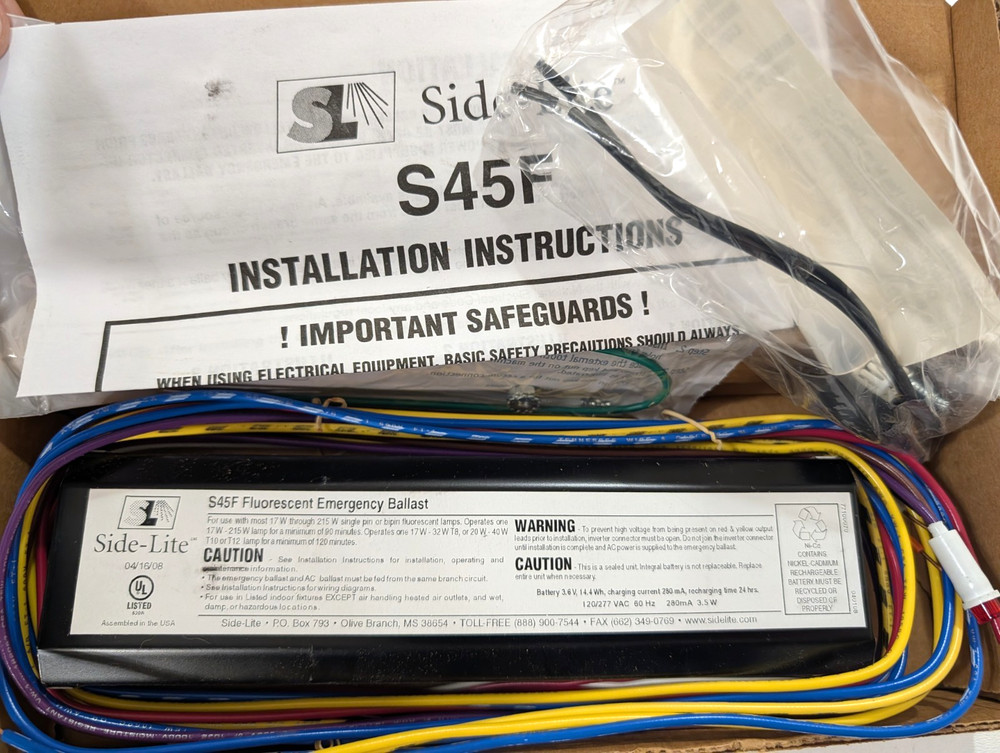 Side-Lite S45F Fluorescent Emergency Ballast