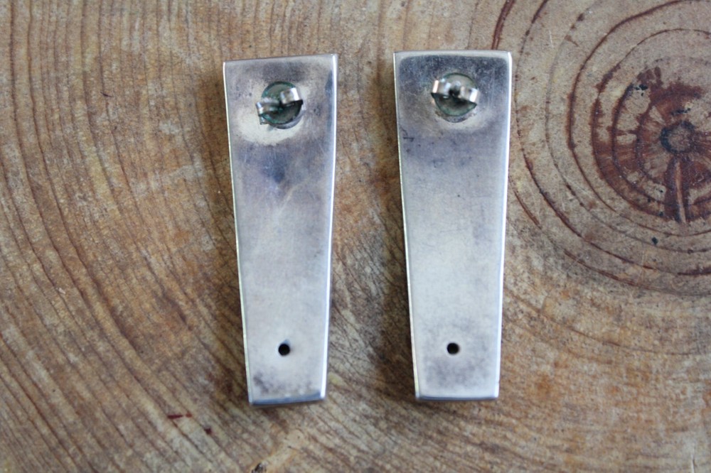 Sterling Silver puffed Rectangle Earrings Navajo