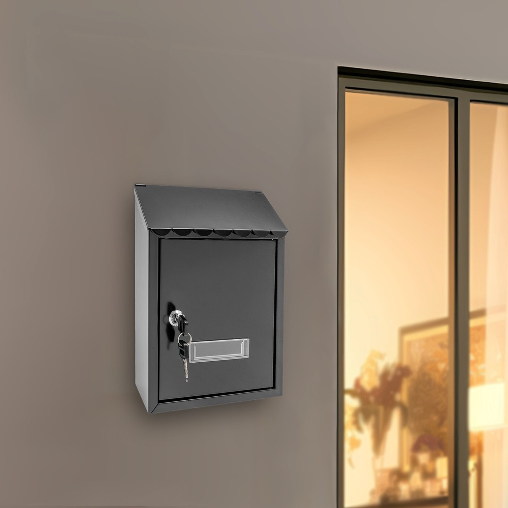 Modern Outdoor Mailbox with Key Lock Rust-resistant Wall-Mount Mailbox Mail Box