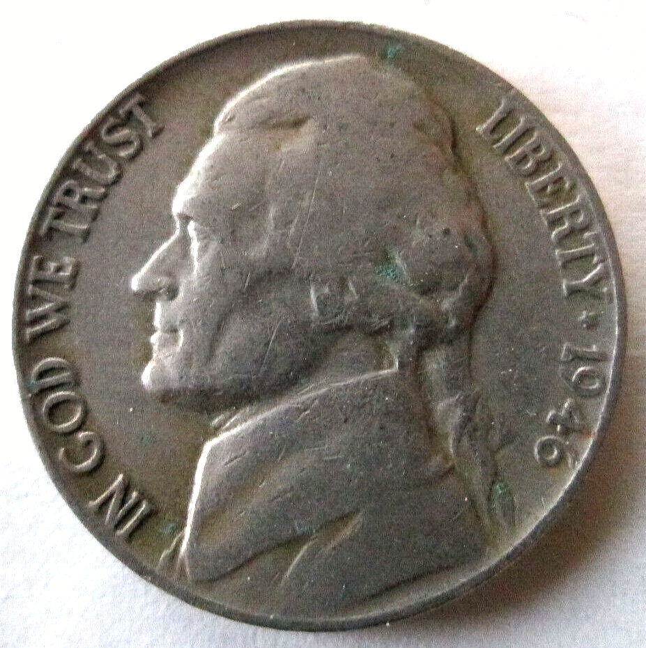 1946-P JEFFERSON, REVERSE PEELING LAMINATION ERROR, VF+ CONDITION, CIRCULATED