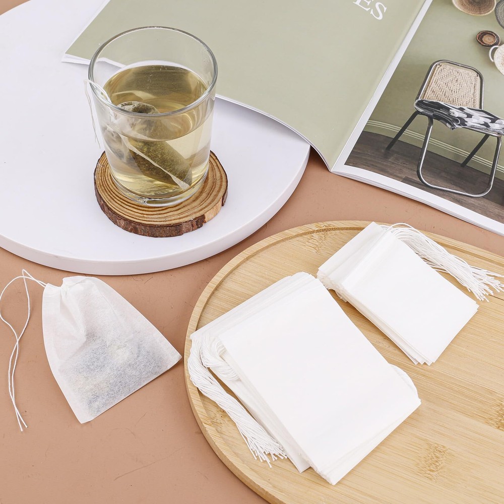 200 Pcs Disposable Tea Filter Bags Empty Drawstring Teabags for Loose Leaf Tea