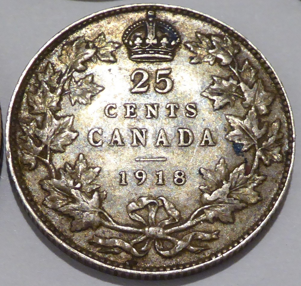 1918 Canadian Quarter 92.5% Silver