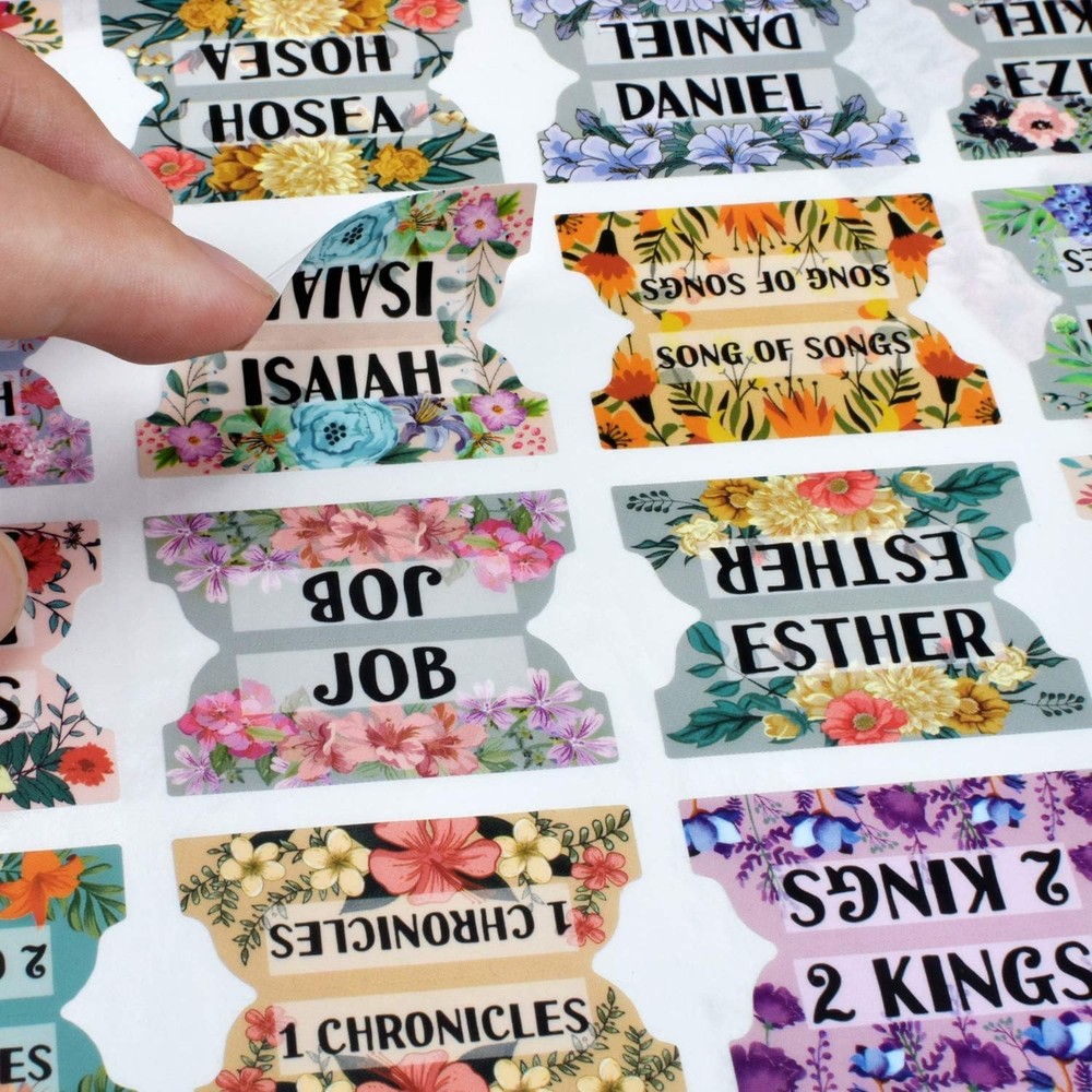 Bible Tabs 122 PCS Floral Laminated Index Tabs for Study & Journaling