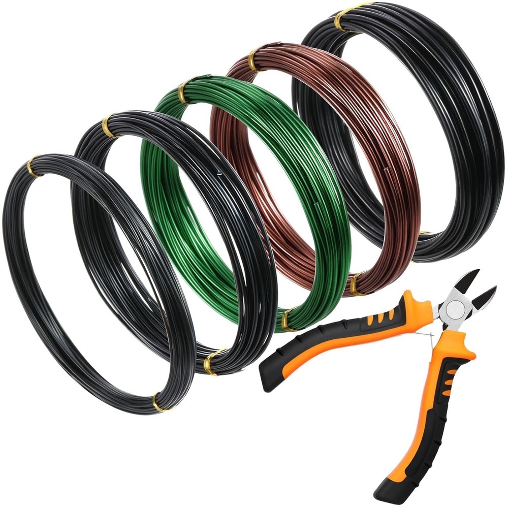 Bonsai Wire Set with 5 Rolls in Different Colors and Sizes for Tree Training