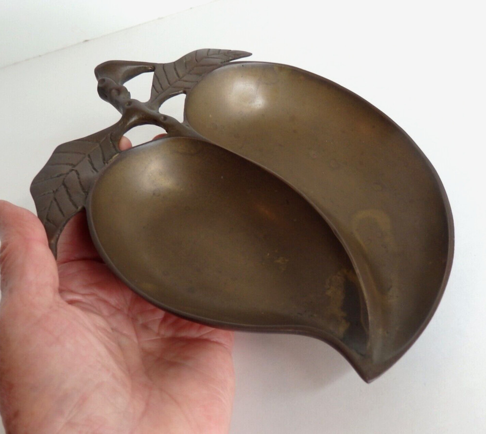 Neiman Marcus Solid Brass Chinese Peach Trinket Candy Dish Bowl EUC