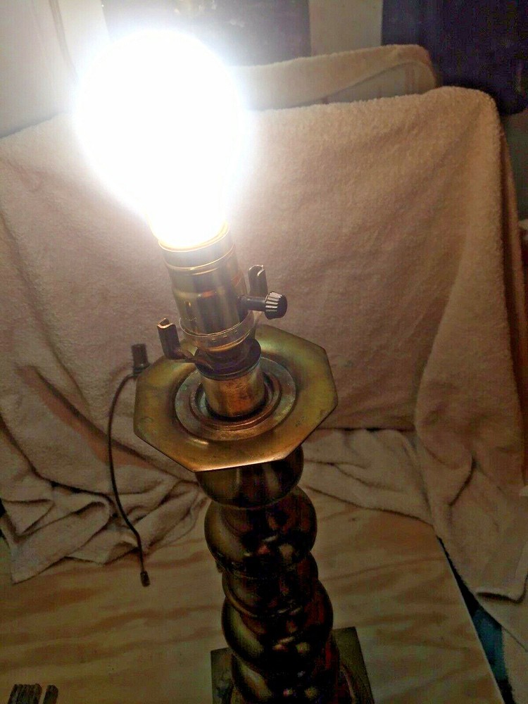 Art Deco Thick HEAVY solid CAST brass table lamp